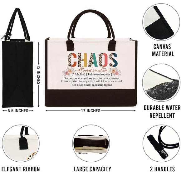 “Chaos Coordinator” Canvas Tote Bag NEW - Picture 2 of 7